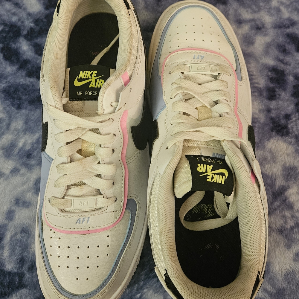 Nike Women's Sneakers - White with Pink and Blue Accents